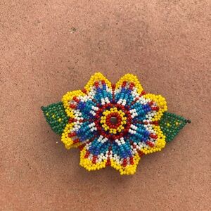 Colorful Beaded Flower Brooch